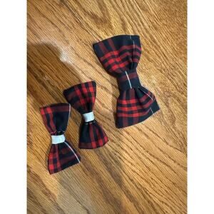3 Girls School Uniform Bows set  Lands End Large Plaid